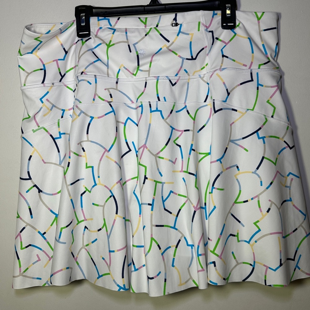 Athleta Women's Ace Printed Volley Tennis Skirt Skort 2X Pickleball Golf Pocket